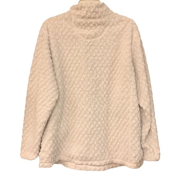 Simply Southern Sz Large quarter zip white fluffy Sherpa - Picture 2 of 9